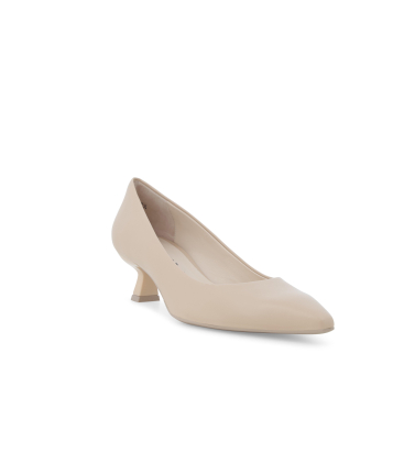 Décolleté in pelle con tacco a rocchetto nude d200