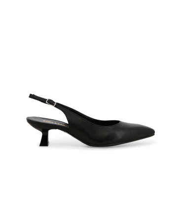 Décolleté donna slingback in pelle nero d201