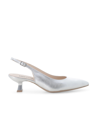 Décolleté donna slingback in pelle argento d201
