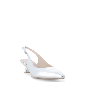 Décolleté donna slingback in pelle argento d201