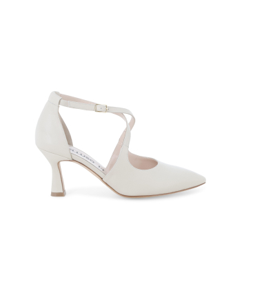 Décolleté colore bianco milk sposa con cinturini incrociati e1631q