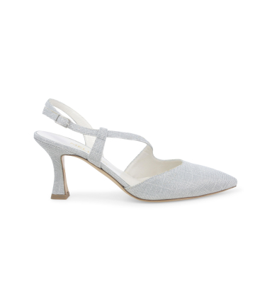 Décolleté donna slingback in tessuto galassia argento e1634q