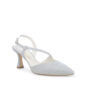 Décolleté donna slingback in tessuto galassia argento e1634q
