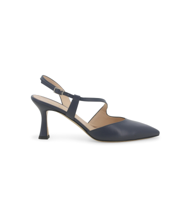 Décolleté donna slingback in pelle blu abyss e1634q