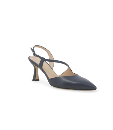 Décolleté donna slingback in pelle blu abyss e1634q