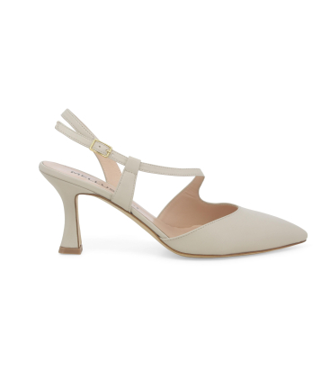 Décolleté donna slingback in pelle milk e1634q