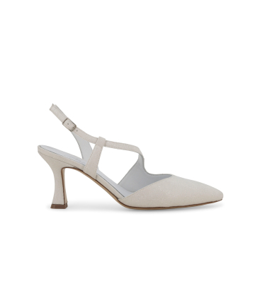 Décolleté donna slingback in tessuto galassia bianco e1634q