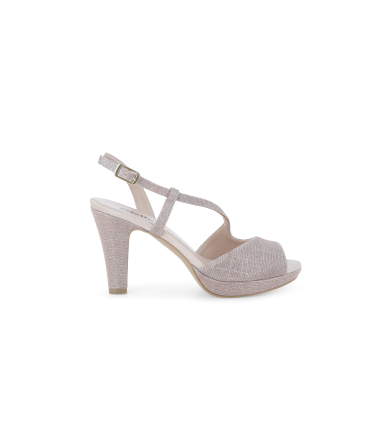 Sandalo donna elegante cerimonia in tessuto rosa j594q