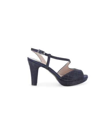 Sandalo donna elegante cerimonia in tessuto blu notte j594q