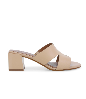 Sabot in pelle bianco con tacco a blocco k35136q