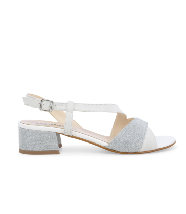 Sandalo elegante con tacco largo incrociato argento k35157q