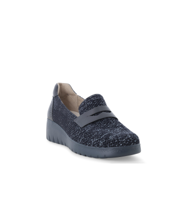 Mocassino zeppa in tessuto comodo blu k55478