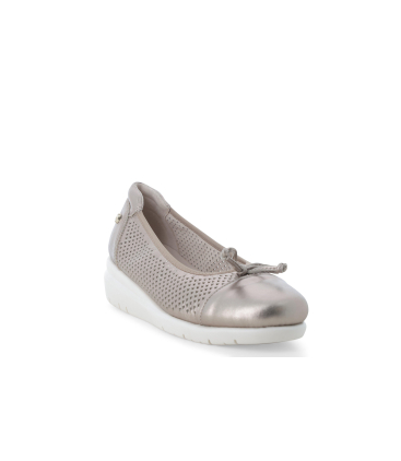 Décolleté donna comodo su zeppa in pelle platino k55485