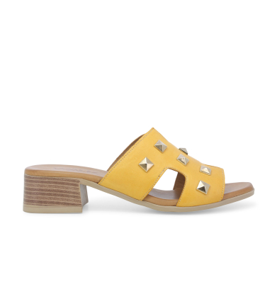 Ciabatta donna in pelle giallo k56018q