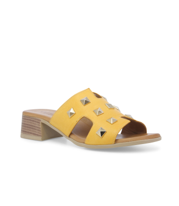 Ciabatta donna in pelle giallo k56018q