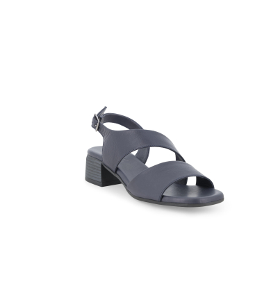 Sandalo donna comodo basso in pelle blu notte k56062q