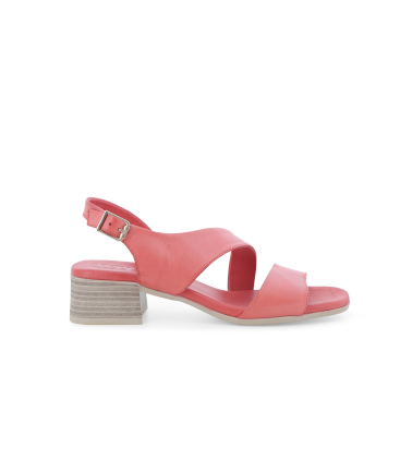 Sandalo donna comodo basso in pelle rosso k56062q