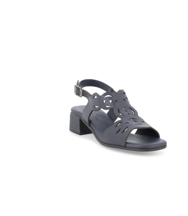 Sandalo donna comodo basso in pelle blu notte k56085