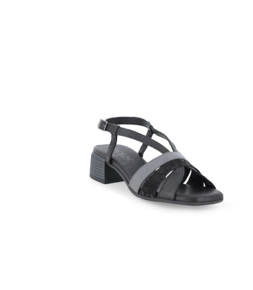 Sandalo donna comodo basso in pelle nero k56088