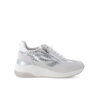 Sneakers walk grigio traforata con lacci e zip k56231