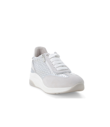 Sneakers walk grigio traforata con lacci e zip k56231