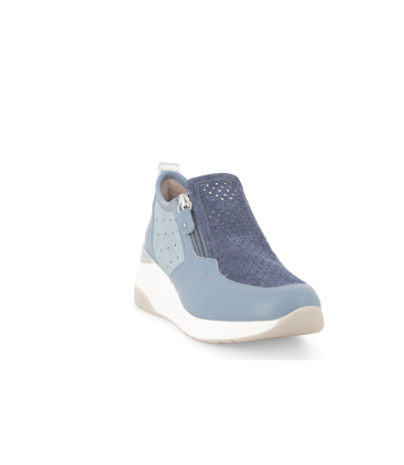 Sneakers slip-on walk blu traforata con e zip k56233