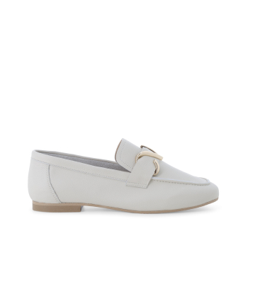 Mocassino donna tacco basso comodo in pelle beige k56237