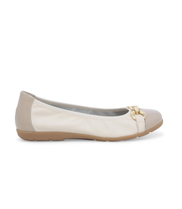 Ballerina comfort in pelle panna con accessorio dorato k60100bk