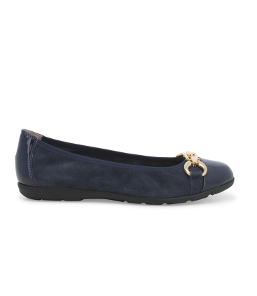Ballerina blu navy in camoscio e vernice con morsetto k60100bk