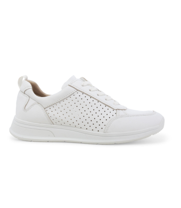 Sneakers bianca in pelle traforata con zeppa comoda k60108bk