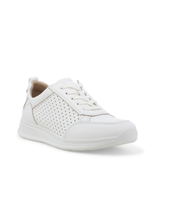 Sneakers bianca in pelle traforata con zeppa comoda k60108bk