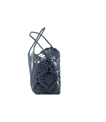 Borsa in tessuto uncinetto con tasca interna con zip blu