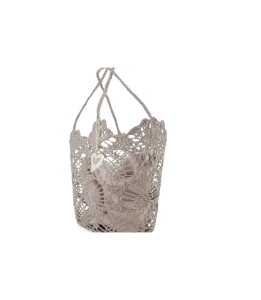 Borsa in tessuto uncinetto con tasca interna con zip colore corda