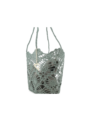 Borsa in tessuto uncinetto con tasca interna con zip colore verde