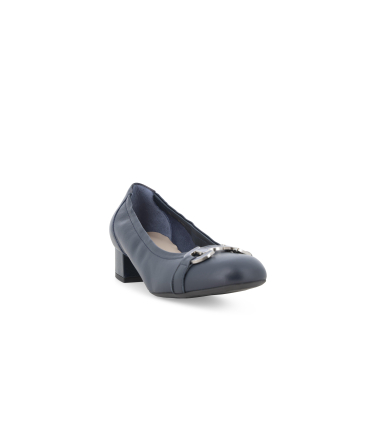 Décolleté blu navy in pelle con fibbia metallica n412q