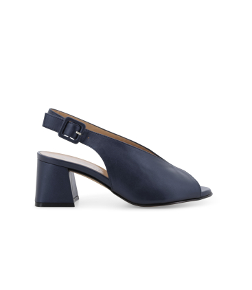 Sandalo slingback spuntato in pelle blu navy n622q