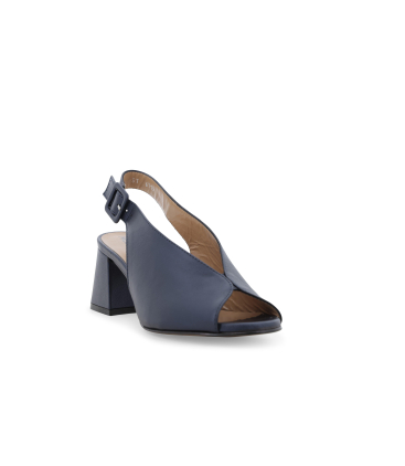 Sandalo slingback spuntato in pelle blu navy n622q