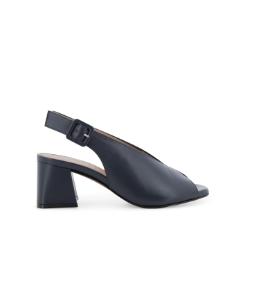 Sandalo in pelle perlato blu abyss comodo con tacco largo n622q