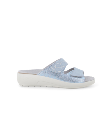 Ciabatta comoda a due fasce con velcro jeans q60238q