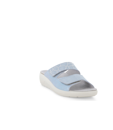 Ciabatta comoda a due fasce con velcro jeans q60238q