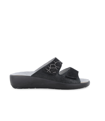 Ciabatta comoda a due fasce con velcro nero q60238q