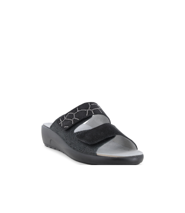 Ciabatta comoda a due fasce con velcro nero q60238q