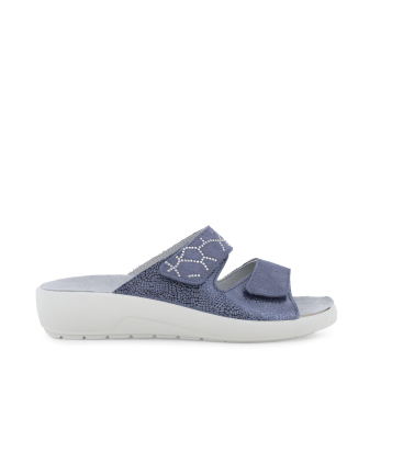 Ciabatta comoda a due fasce con velcro blu notte q60238q