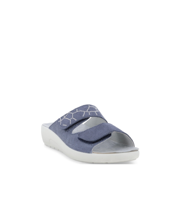 Ciabatta comoda a due fasce con velcro blu notte q60238q