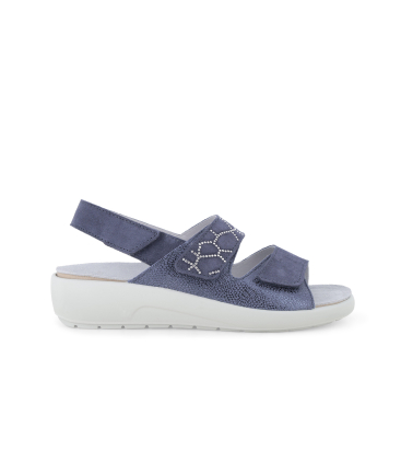 Ciabatta comoda a due fasce con cinturino e velcro blu jeans q60239q