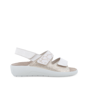 Ciabatta comoda a due fasce con cinturino e velcro beige q60239q