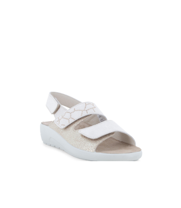 Ciabatta comoda a due fasce con cinturino e velcro beige q60239q