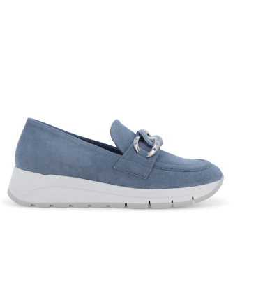 Mocassino comfort blu avio in camoscio con accessorio r20091