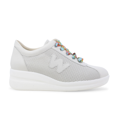 Sneakers walk bianca traforata con lacci fantasia r20245q
