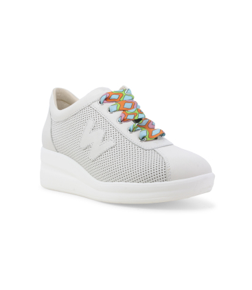 Sneakers walk bianca traforata con lacci fantasia r20245q
